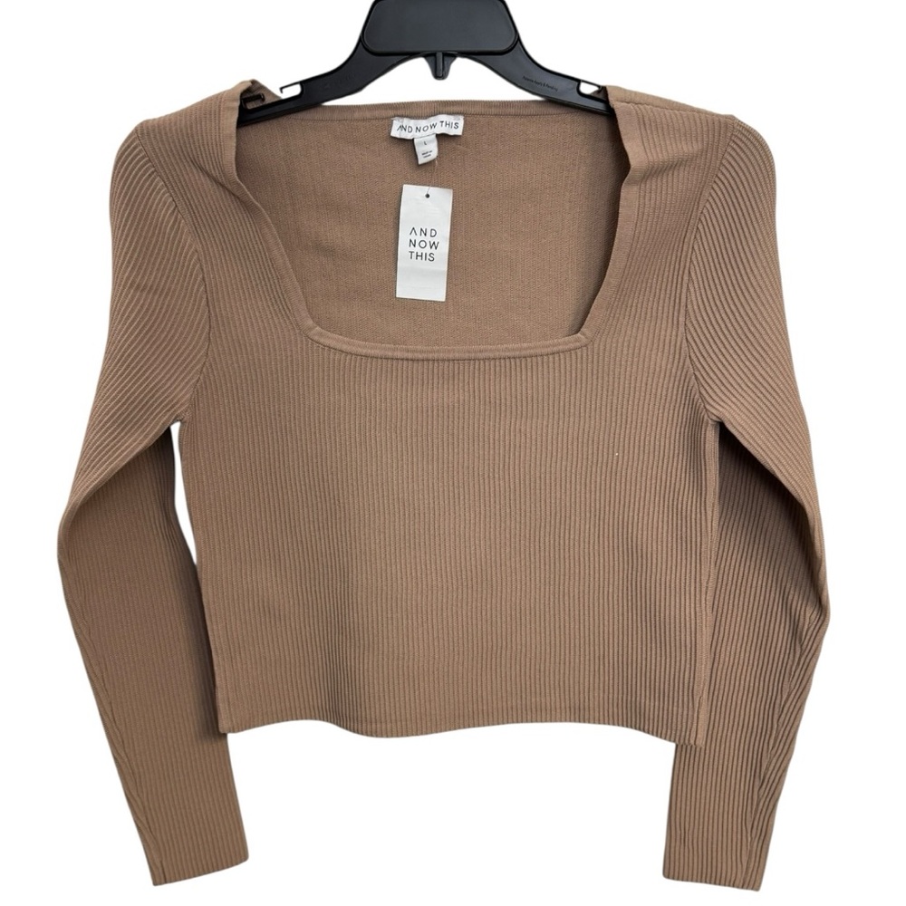 And‎ Now This Women's Tan Ribbed Top